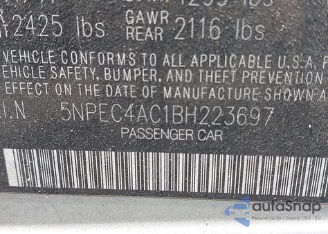 2011 Hyundai Sonata Se/Limited from USA, damaged, VIN 5NPEC4AC1BH223697